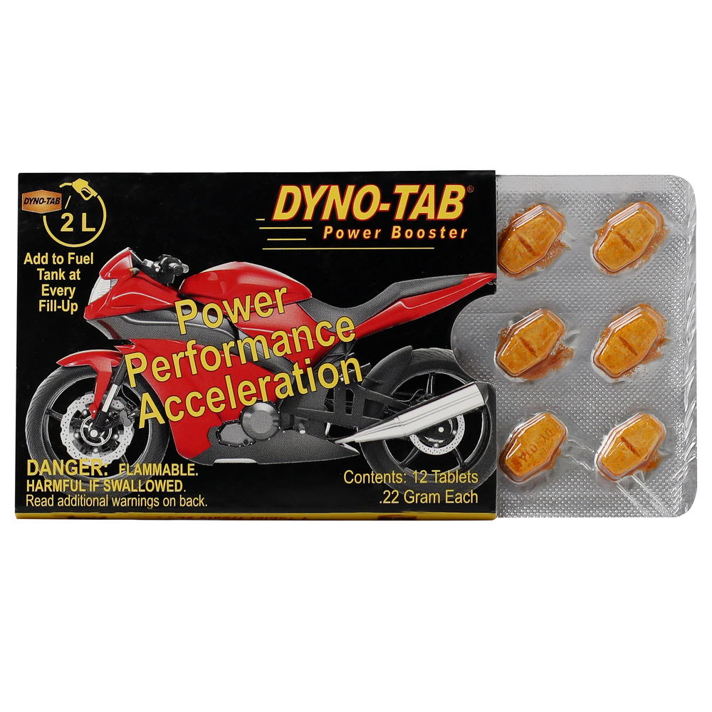 Dyno-tab® Power Performance Acceleration – 45445 - for Gasoline Bikes and Motorcycles ONLY | 12-Tablets Card | 1 Tablet Treats 2 Liters